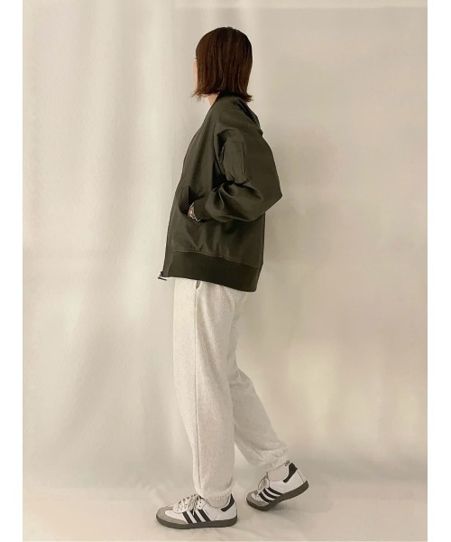 BACK NUMBER（バックナンバー）の「【BACK NUMBER】フェイクレザー MA-1フライトジャケット（MA-1・メンズ・オリーブ/ブラック・L/M/XL）」の4枚目の写真
