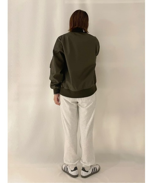BACK NUMBER（バックナンバー）の「【BACK NUMBER】フェイクレザー MA-1フライトジャケット（MA-1・メンズ・オリーブ/ブラック・L/M/XL）」の3枚目の写真