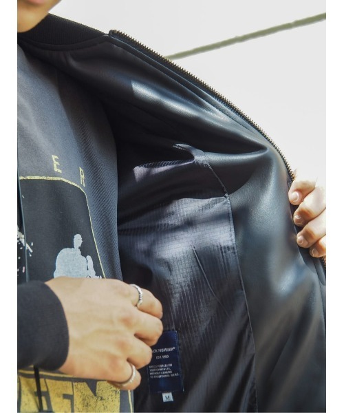 BACK NUMBER（バックナンバー）の「【BACK NUMBER】フェイクレザー MA-1フライトジャケット（MA-1・メンズ・オリーブ/ブラック・L/M/XL）」の9枚目の写真