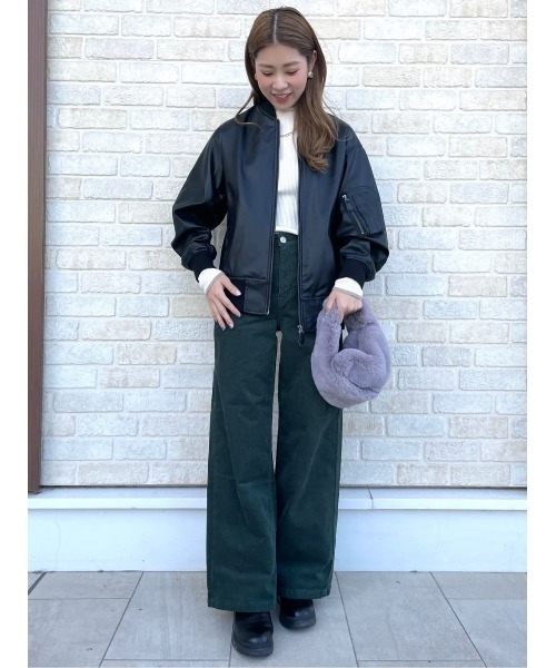 BACK NUMBER（バックナンバー）の「【BACK NUMBER】フェイクレザー MA-1フライトジャケット（MA-1・メンズ・オリーブ/ブラック・L/M/XL）」の18枚目の写真