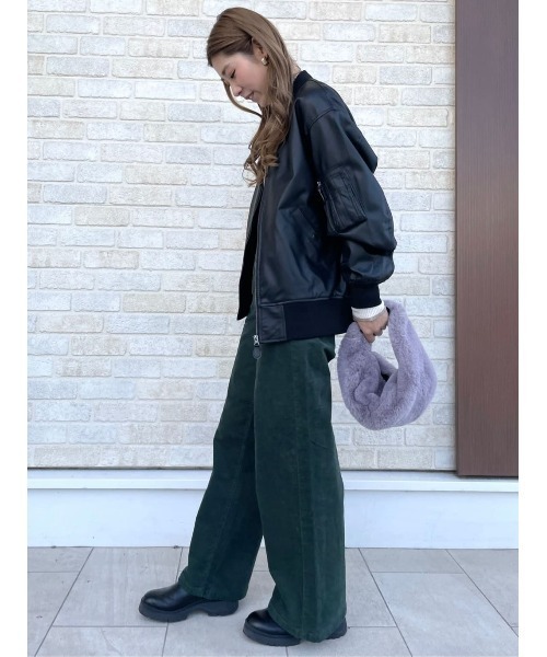 BACK NUMBER（バックナンバー）の「【BACK NUMBER】フェイクレザー MA-1フライトジャケット（MA-1・メンズ・オリーブ/ブラック・L/M/XL）」の19枚目の写真