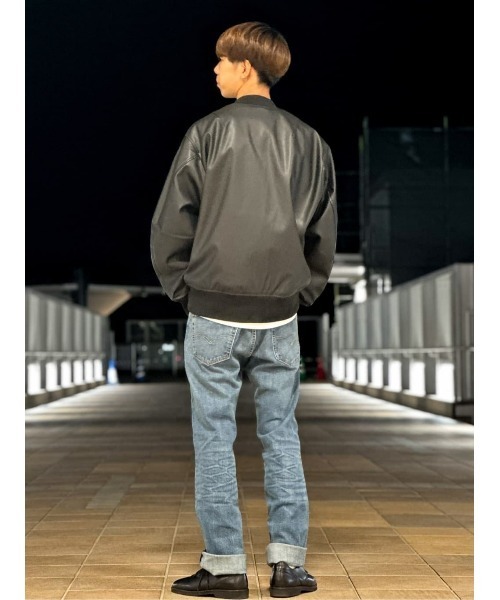 BACK NUMBER（バックナンバー）の「【BACK NUMBER】フェイクレザー MA-1フライトジャケット（MA-1・メンズ・オリーブ/ブラック・L/M/XL）」の21枚目の写真