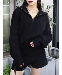 EVRIS | ハーフジップケーブルニットトップス【セットアップ着用可能】(ニット/セーター)