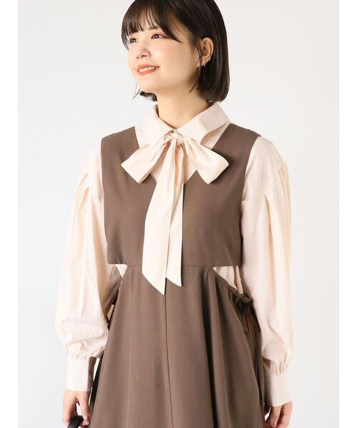 ehka sopo（エヘカソポ）の「柄アソートボウタイシャツ（シャツ/ブラウス・レディース・ピンク/ベージュ/ブラック/オフホワイト・F）」の3枚目の写真