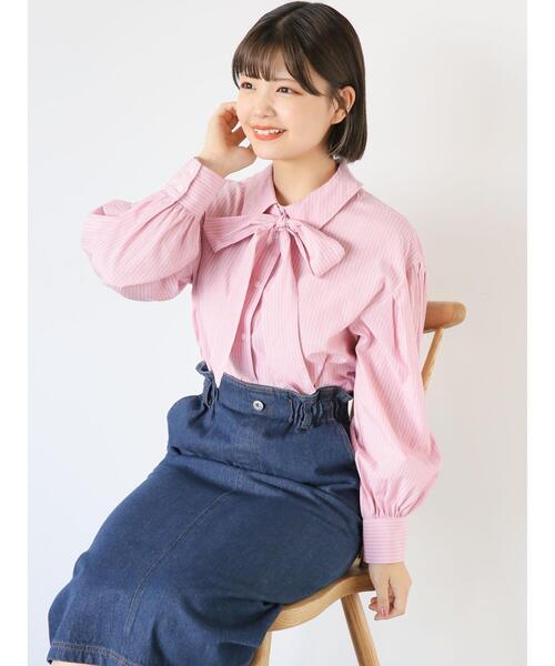 ehka sopo（エヘカソポ）の「柄アソートボウタイシャツ（シャツ/ブラウス・レディース・ピンク/ベージュ/ブラック/オフホワイト・F）」の4枚目の写真