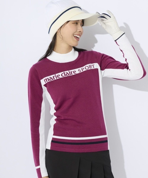 marie claire(マリ・クレール)の「【marie claire:マリ.クレール】レディースセーター ゴルフ(ニット/セーター・レディース・ブラック/ネイビー/ピンク/ホワイト・X-LARGE/MEDIUM/LARGE/XX-LARGE)」の1枚目の写真