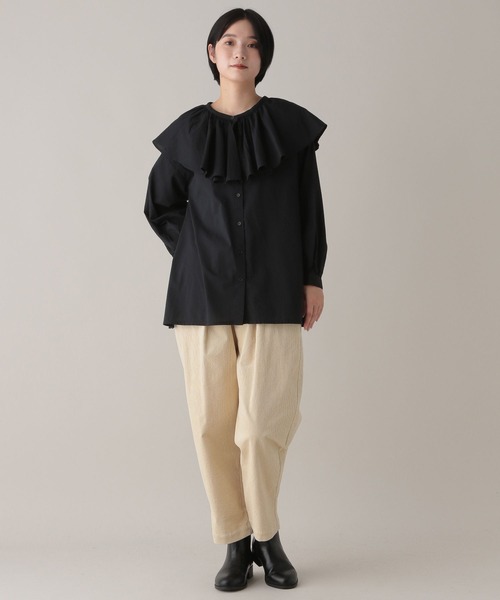 studio CLIP（スタディオクリップ）の「《natural by clip》ラッフルカラーブラウス（シャツ/ブラウス・レディース・キャメル/オフホワイト/ブラック・FREE）」の13枚目の写真