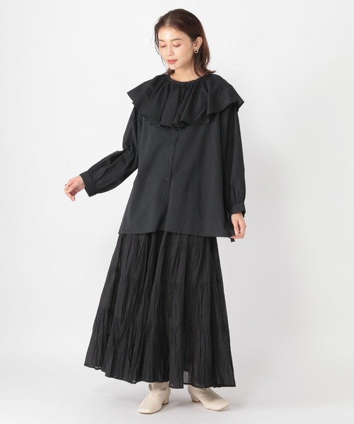 studio CLIP（スタディオクリップ）の「《natural by clip》ラッフルカラーブラウス（シャツ/ブラウス・レディース・キャメル/オフホワイト/ブラック・FREE）」の15枚目の写真