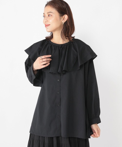studio CLIP（スタディオクリップ）の「《natural by clip》ラッフルカラーブラウス（シャツ/ブラウス・レディース・キャメル/オフホワイト/ブラック・FREE）」の19枚目の写真