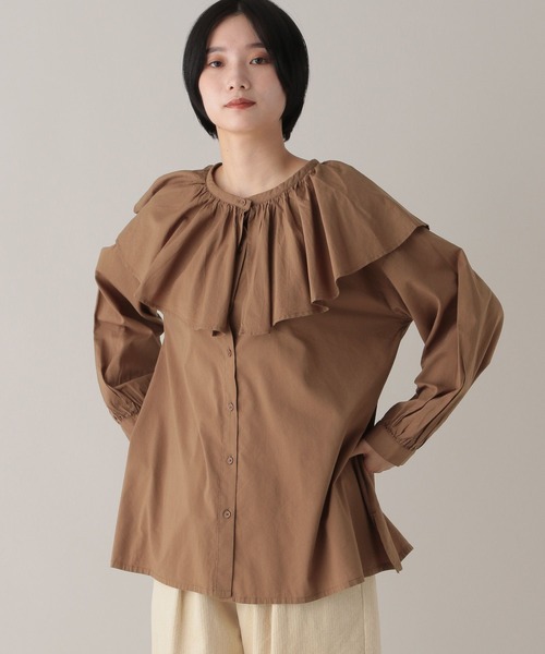 studio CLIP（スタディオクリップ）の「《natural by clip》ラッフルカラーブラウス（シャツ/ブラウス・レディース・キャメル/オフホワイト/ブラック・FREE）」の21枚目の写真