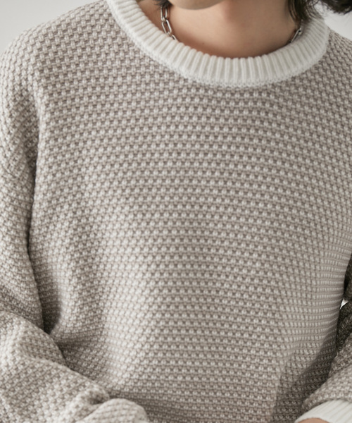 JUNRED(ジュンレッド)の「バーズアイ配色ニットプルオーバー(ニット/セーター・メンズ・オフホワイト/ベージュ系その他/グリーン・L/LL/M)」の5枚目の写真