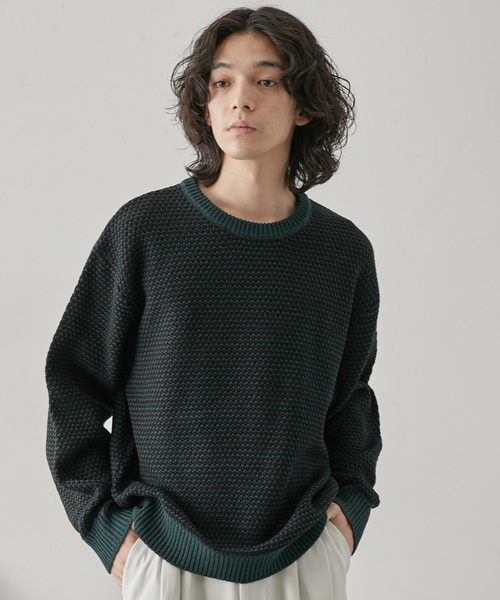 JUNRED(ジュンレッド)の「バーズアイ配色ニットプルオーバー(ニット/セーター・メンズ・オフホワイト/ベージュ系その他/グリーン・L/LL/M)」の8枚目の写真