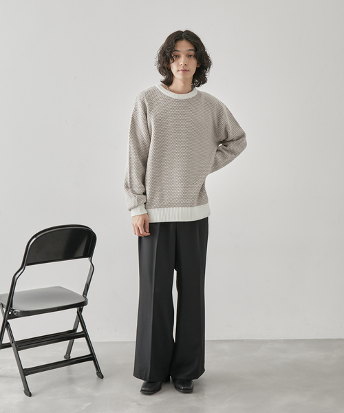 JUNRED(ジュンレッド)の「バーズアイ配色ニットプルオーバー(ニット/セーター・メンズ・オフホワイト/ベージュ系その他/グリーン・L/LL/M)」の10枚目の写真