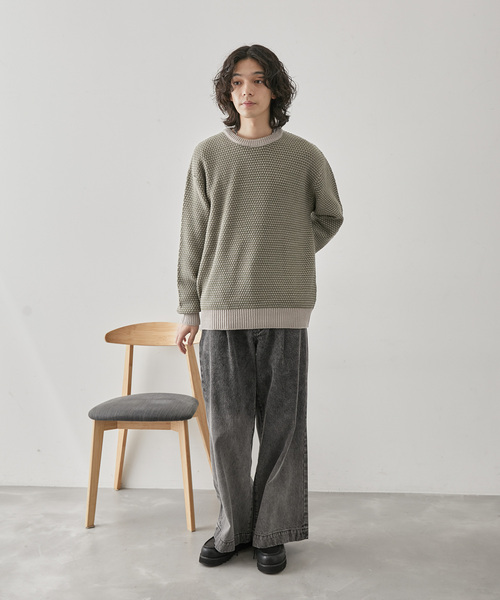 JUNRED(ジュンレッド)の「バーズアイ配色ニットプルオーバー(ニット/セーター・メンズ・オフホワイト/ベージュ系その他/グリーン・L/LL/M)」の11枚目の写真