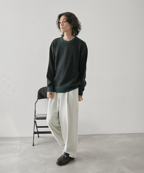 JUNRED(ジュンレッド)の「バーズアイ配色ニットプルオーバー(ニット/セーター・メンズ・オフホワイト/ベージュ系その他/グリーン・L/LL/M)」の14枚目の写真