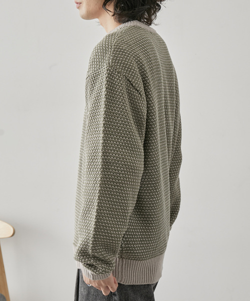 JUNRED(ジュンレッド)の「バーズアイ配色ニットプルオーバー(ニット/セーター・メンズ・オフホワイト/ベージュ系その他/グリーン・L/LL/M)」の15枚目の写真