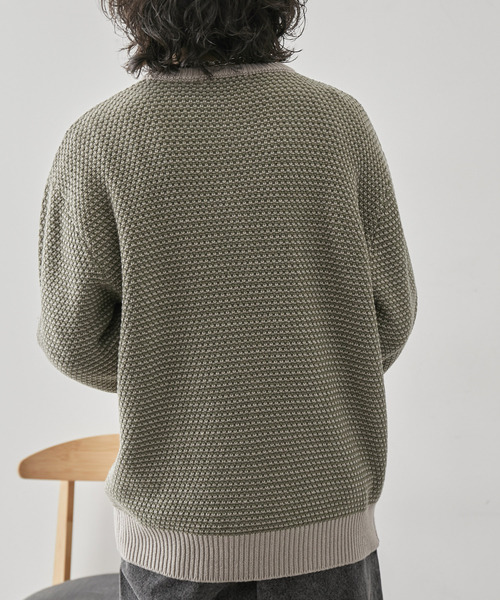 JUNRED(ジュンレッド)の「バーズアイ配色ニットプルオーバー(ニット/セーター・メンズ・オフホワイト/ベージュ系その他/グリーン・L/LL/M)」の16枚目の写真