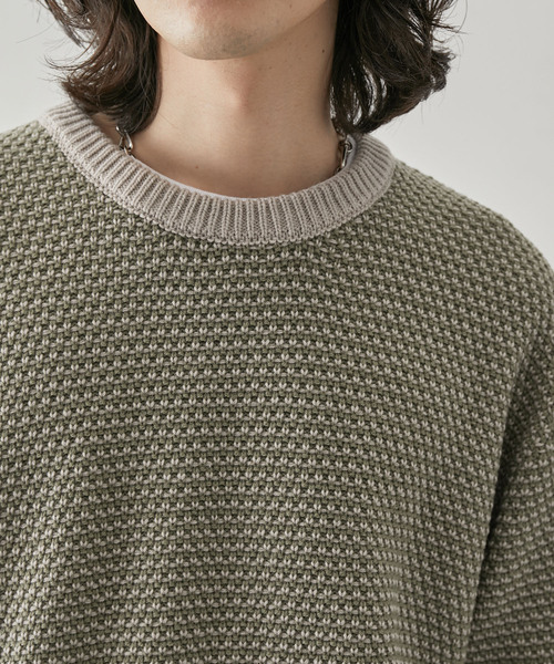 JUNRED(ジュンレッド)の「バーズアイ配色ニットプルオーバー(ニット/セーター・メンズ・オフホワイト/ベージュ系その他/グリーン・L/LL/M)」の17枚目の写真