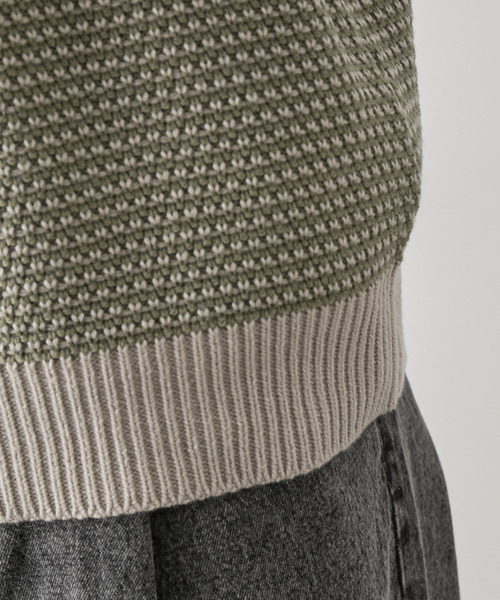 JUNRED(ジュンレッド)の「バーズアイ配色ニットプルオーバー(ニット/セーター・メンズ・オフホワイト/ベージュ系その他/グリーン・L/LL/M)」の20枚目の写真