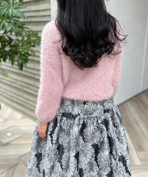 MODE ROBE（モードローブ）の「ボートネックシャギーニット（ニット/セーター・レディース・ホワイト/ブラック/グレー/ピンク・FREE）」の7枚目の写真