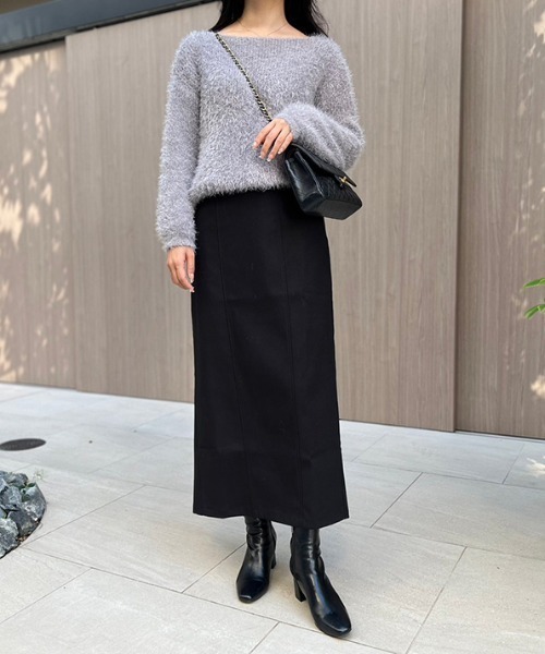 MODE ROBE（モードローブ）の「ボートネックシャギーニット（ニット/セーター・レディース・ホワイト/ブラック/グレー/ピンク・FREE）」の15枚目の写真