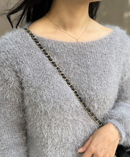 MODE ROBE（モードローブ）の「ボートネックシャギーニット（ニット/セーター・レディース・ホワイト/ブラック/グレー/ピンク・FREE）」の16枚目の写真