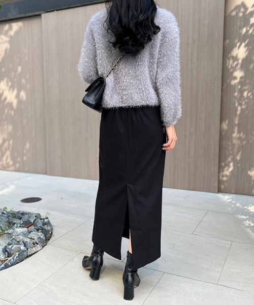 MODE ROBE（モードローブ）の「ボートネックシャギーニット（ニット/セーター・レディース・ホワイト/ブラック/グレー/ピンク・FREE）」の18枚目の写真