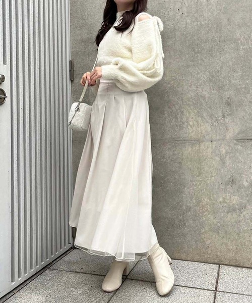 セール】肩あきマルチウェイ/あざとフェザーリボンニット（ニット