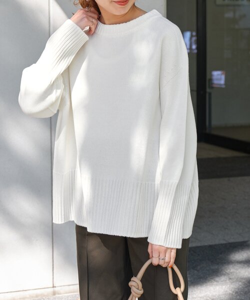 Spick & Span(スピックアンドスパン)の「≪追加≫バルキーヤーン ロングリブ プルオーバー(ニット/セーター・レディース・グレー/ホワイト/ベージュ/ブルー系その他・FREE)」の9枚目の写真