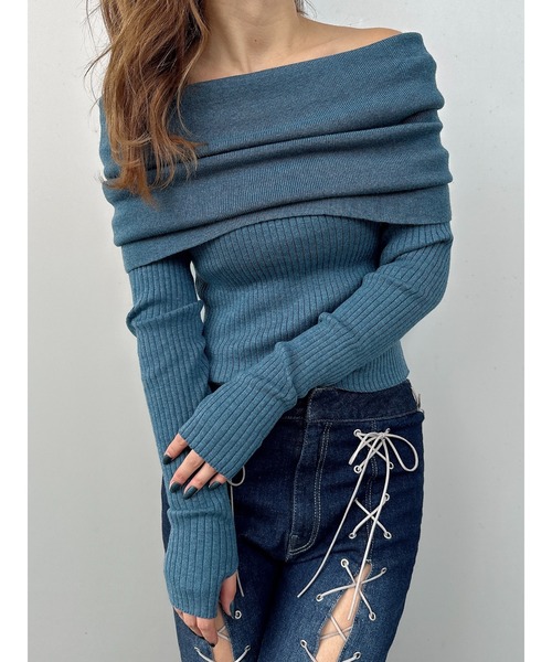 DURAS（デュラス）の「Offshol loose knit（ニット/セーター・レディース・ブラウン/ブルー/ピンク・FREE）」の3枚目の写真