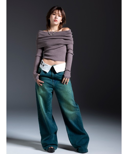 DURAS（デュラス）の「Offshol loose knit（ニット/セーター・レディース・ブラウン/ブルー/ピンク・FREE）」の5枚目の写真