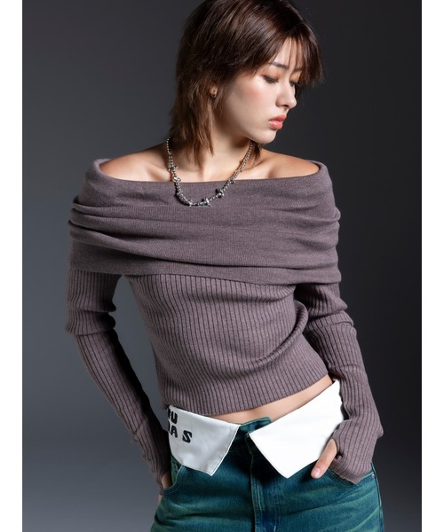 DURAS（デュラス）の「Offshol loose knit（ニット/セーター・レディース・ブラウン/ブルー/ピンク・FREE）」の4枚目の写真