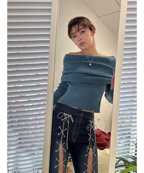 DURAS（デュラス）の「Offshol loose knit（ニット/セーター・レディース・ブラウン/ブルー/ピンク・FREE）」の9枚目の写真