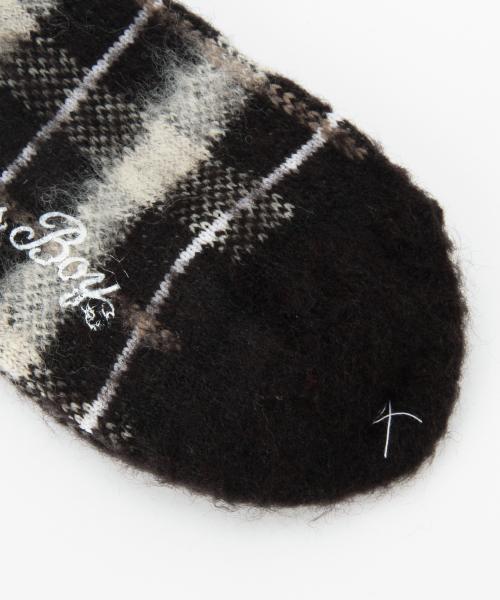 BEAMS BOY（ビームスボーイ）の「BEAMS BOY / ナッピング チェック クルーソックス（ソックス/靴下・レディース・ホワイト/ブラック/レッド・ONE SIZE）」の12枚目の写真