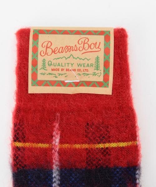 BEAMS BOY（ビームスボーイ）の「BEAMS BOY / ナッピング チェック クルーソックス（ソックス/靴下・レディース・ホワイト/ブラック/レッド・ONE SIZE）」の14枚目の写真