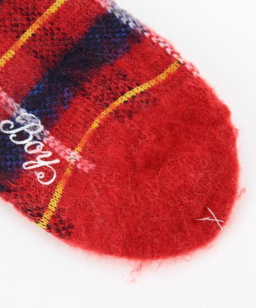 BEAMS BOY（ビームスボーイ）の「BEAMS BOY / ナッピング チェック クルーソックス（ソックス/靴下・レディース・ホワイト/ブラック/レッド・ONE SIZE）」の15枚目の写真