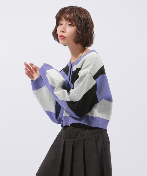 PAGEBOY（ページボーイ）の「カラーブロックショートカーディガン（カーディガン/ボレロ・レディース・オフホワイト/ブラック系その他/ブラック・FREE）」の14枚目の写真