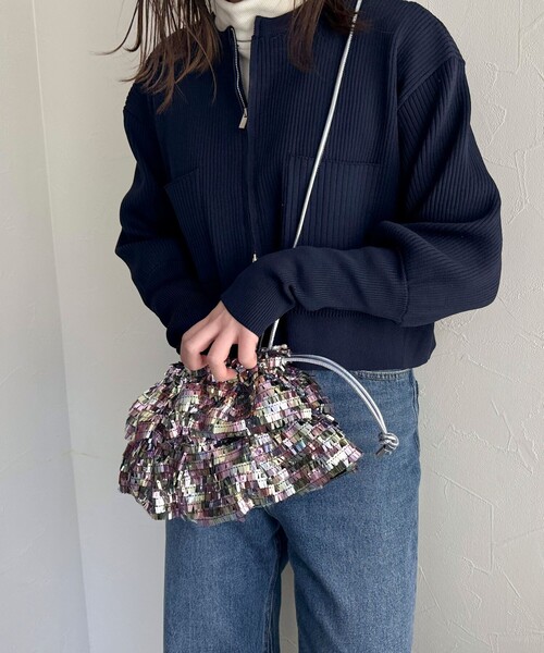 Casselini(キャセリーニ)の「【CASSELINI/キャセリーニ】フリルスパンコールバッグ(ショルダーバッグ・レディース・シルバー/ゴールド・FREE)」の2枚目の写真