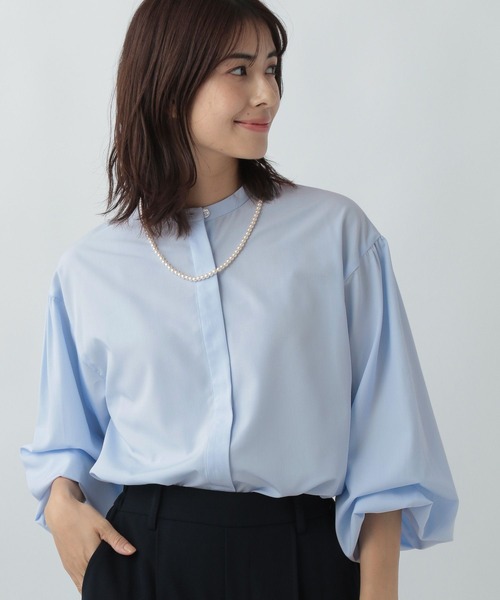 Elura（エルーラ）の「アイロンいらず袖コンブラウス（シャツ/ブラウス・レディース・ホワイト/ホワイト系その他5/ライトブルー・LARGE/MEDIUM）」の15枚目の写真