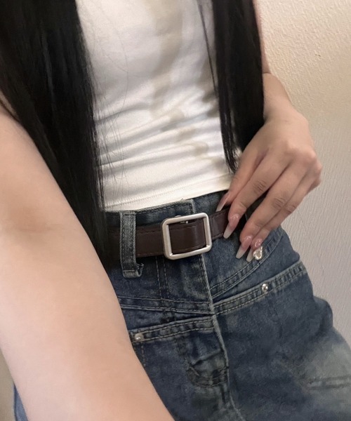 fiere（フィエール）の「レディーススクエア穴なしベルト（ベルト・レディース・ブラック/ブラウン/ブラック系その他2/ブラウン系その他/ブラック系その他・FREE）」の5枚目の写真