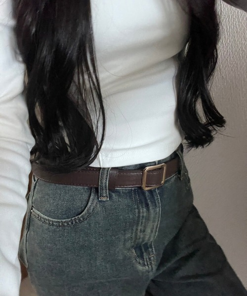 fiere（フィエール）の「レディーススクエア穴なしベルト（ベルト・レディース・ブラック/ブラウン/ブラック系その他2/ブラウン系その他/ブラック系その他・FREE）」の4枚目の写真