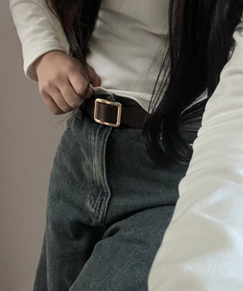 fiere（フィエール）の「レディーススクエア穴なしベルト（ベルト・レディース・ブラック/ブラウン/ブラック系その他2/ブラウン系その他/ブラック系その他・FREE）」の6枚目の写真