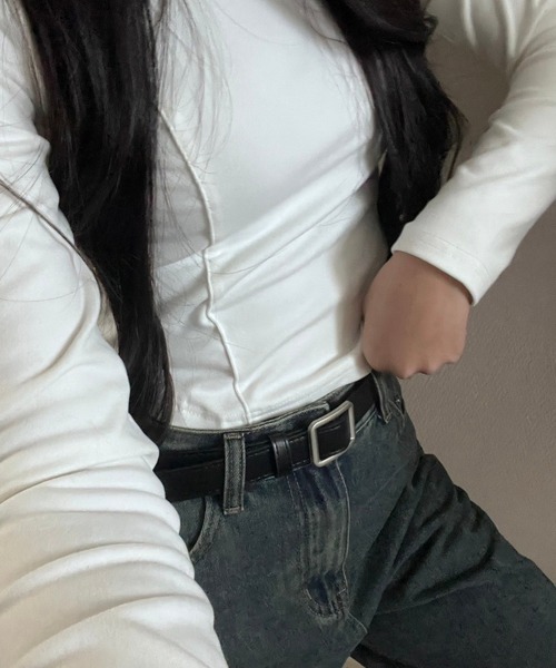 fiere（フィエール）の「レディーススクエア穴なしベルト（ベルト・レディース・ブラック/ブラウン/ブラック系その他2/ブラウン系その他/ブラック系その他・FREE）」の7枚目の写真