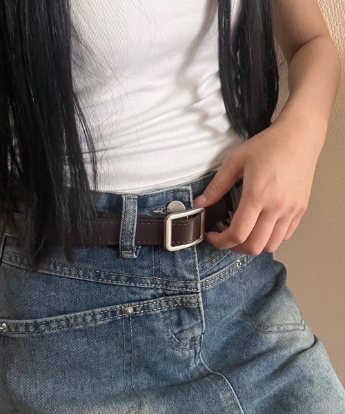 fiere（フィエール）の「レディーススクエア穴なしベルト（ベルト・レディース・ブラック/ブラウン/ブラック系その他2/ブラウン系その他/ブラック系その他・FREE）」の18枚目の写真