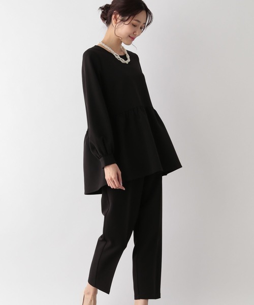 GLOBAL WORK（グローバルワーク）の「2SETペプラム＊パンツ/MATINEE LINE/994936（パンツドレス・レディース・ネイビー/ブラック・MEDIUM/LARGE）」の6枚目の写真