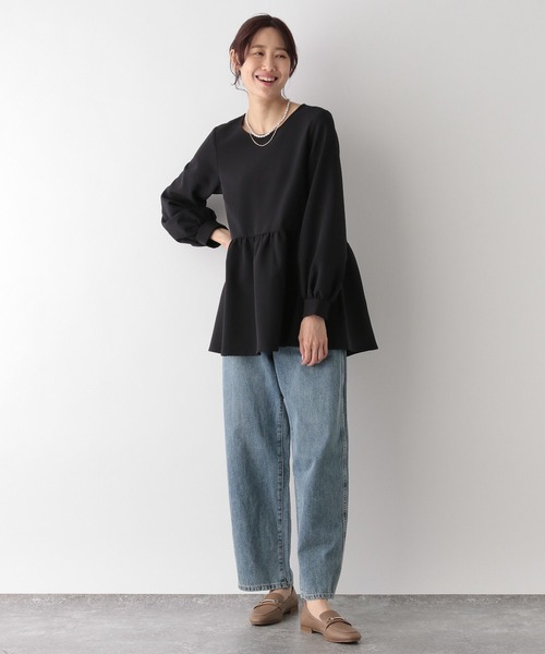 GLOBAL WORK（グローバルワーク）の「2SETペプラム＊パンツ/MATINEE LINE/994936（パンツドレス・レディース・ネイビー/ブラック・MEDIUM/LARGE）」の5枚目の写真