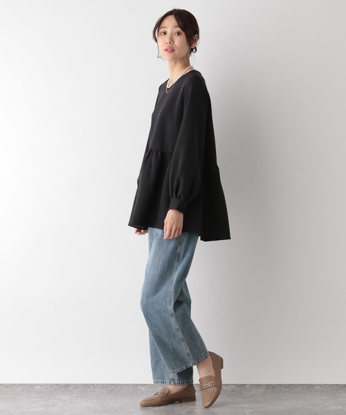 GLOBAL WORK（グローバルワーク）の「2SETペプラム＊パンツ/MATINEE LINE/994936（パンツドレス・レディース・ネイビー/ブラック・MEDIUM/LARGE）」の4枚目の写真