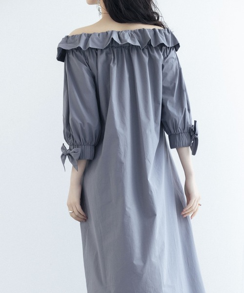 フリル襟ミモレ丈ゆったりワンピース（ワンピース）｜SAISON DE