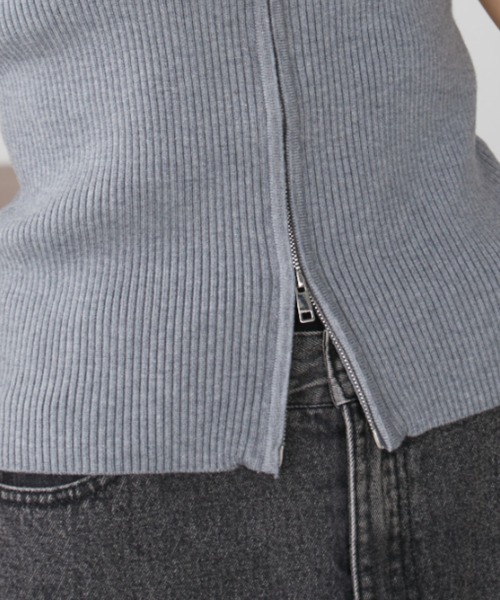 Auntie Rosa Holiday(アンティローザホリデー)の「フロントジップリブビスチェ(キャミソール・レディース・イエロー/ブラック/グレー/シルバー・FREE)」の5枚目の写真