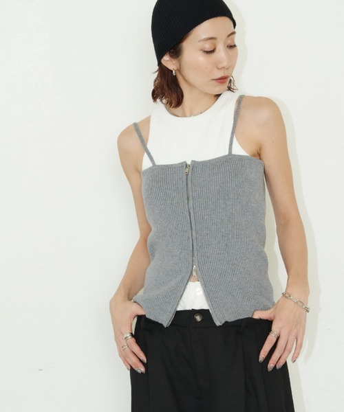 B&Y フロントジップ リブニットビスチェ BEAUTY&YOUTH UNITED ARROWS（ビューティーアンドユース
